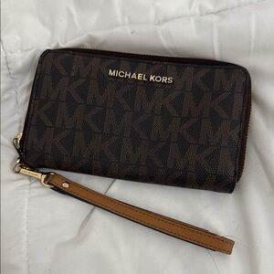 Michael Kors Signature Brown Wristlet